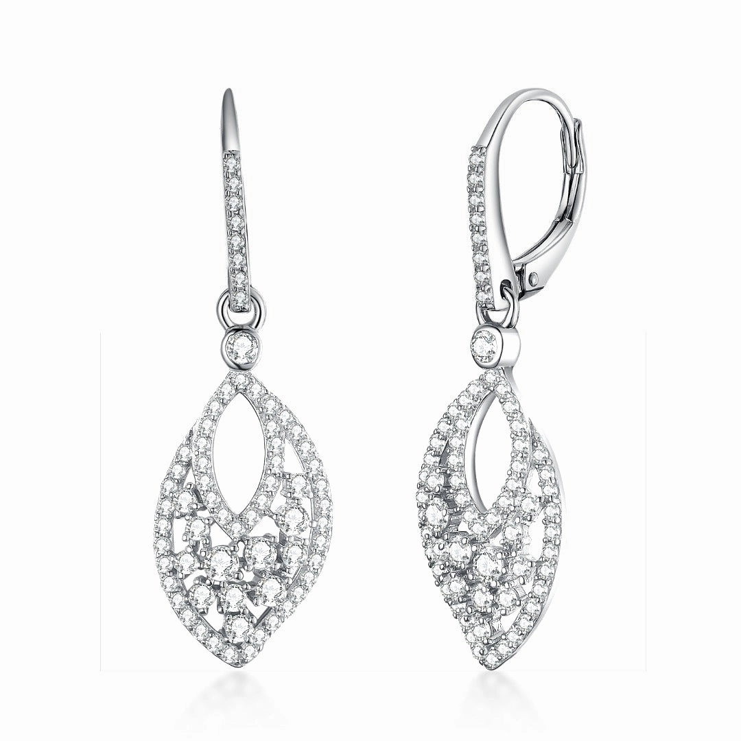 Sterling Silver Fancy Small Dangling Micropave Earrings Sophisticated Vibe