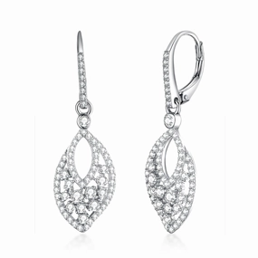 Sterling Silver Fancy Small Dangling Micropave Earrings Sophisticated Vibe
