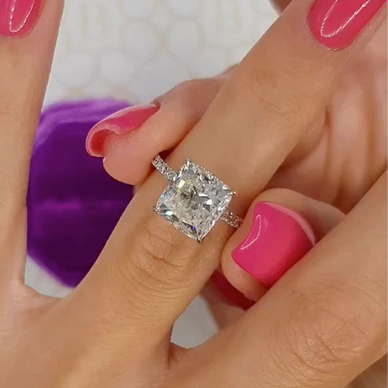 Louily Classic 3.0Ct Cushion Cut Engagement Ring In Sterling Silver Luxury Trinket Value Statement
