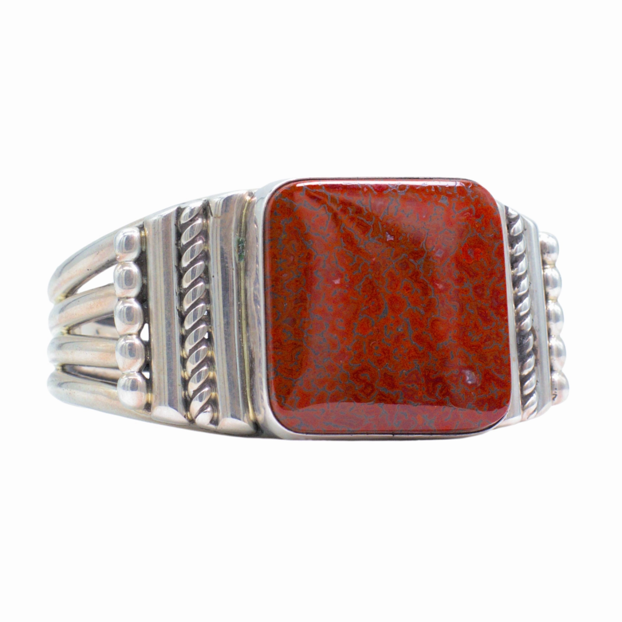 Albert Lee Navajo Handmade Sterling Silver Dinosaur Bone Cuff Bracelet Subtle Touch True Accent