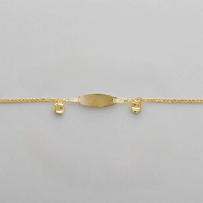 14k Gold Name Plate With Hearts Children's Bracelet Smooth Texture