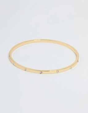 Gold Plated Diamante Inlay Bangle Joyful Accent Worry-Free Wear