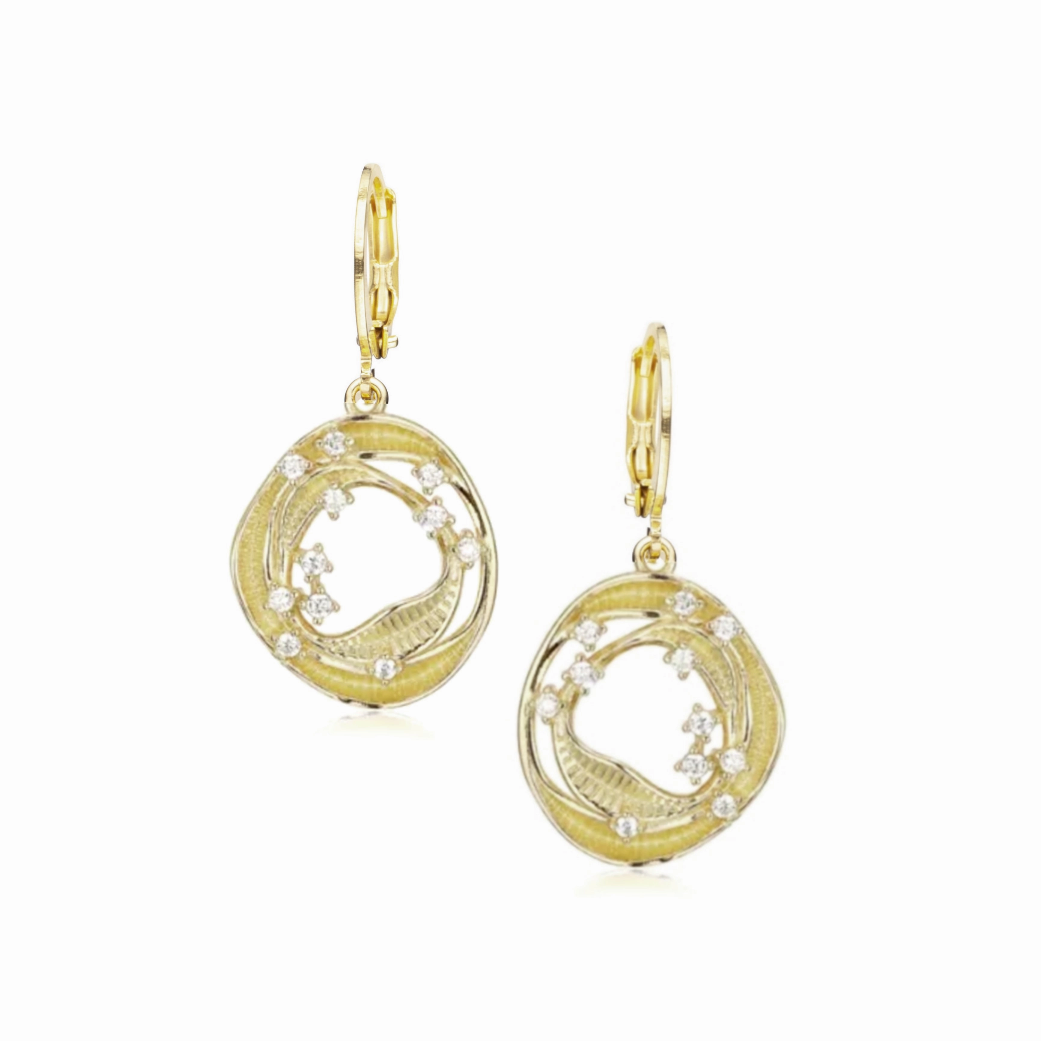 Surgical Steel Uneven Open Round Circles With Thrown CZ Stones Earring Exquisite Shine