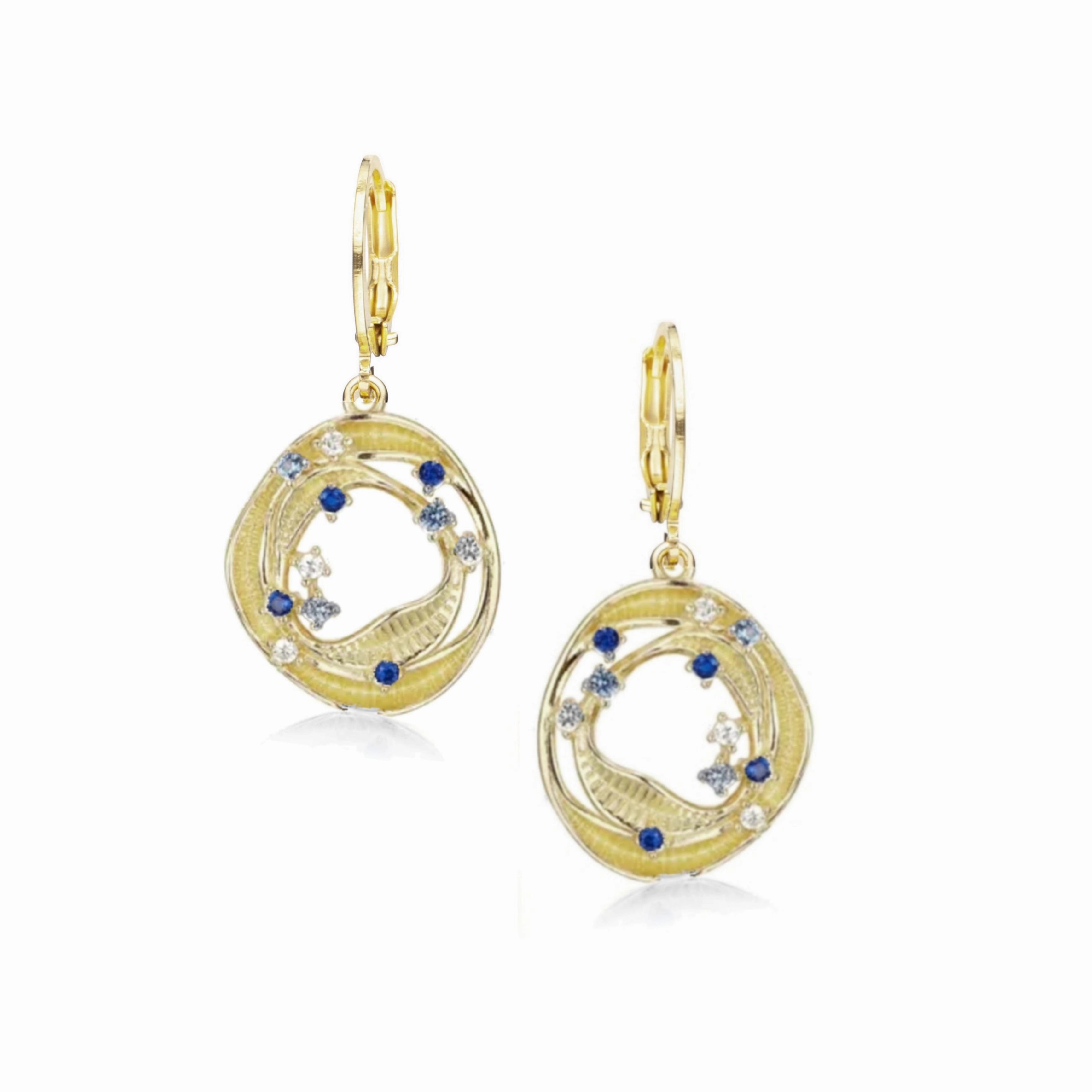 Surgical Steel Uneven Open Round Circles With Thrown CZ Stones Earring Evening Glow Gleaming Touch