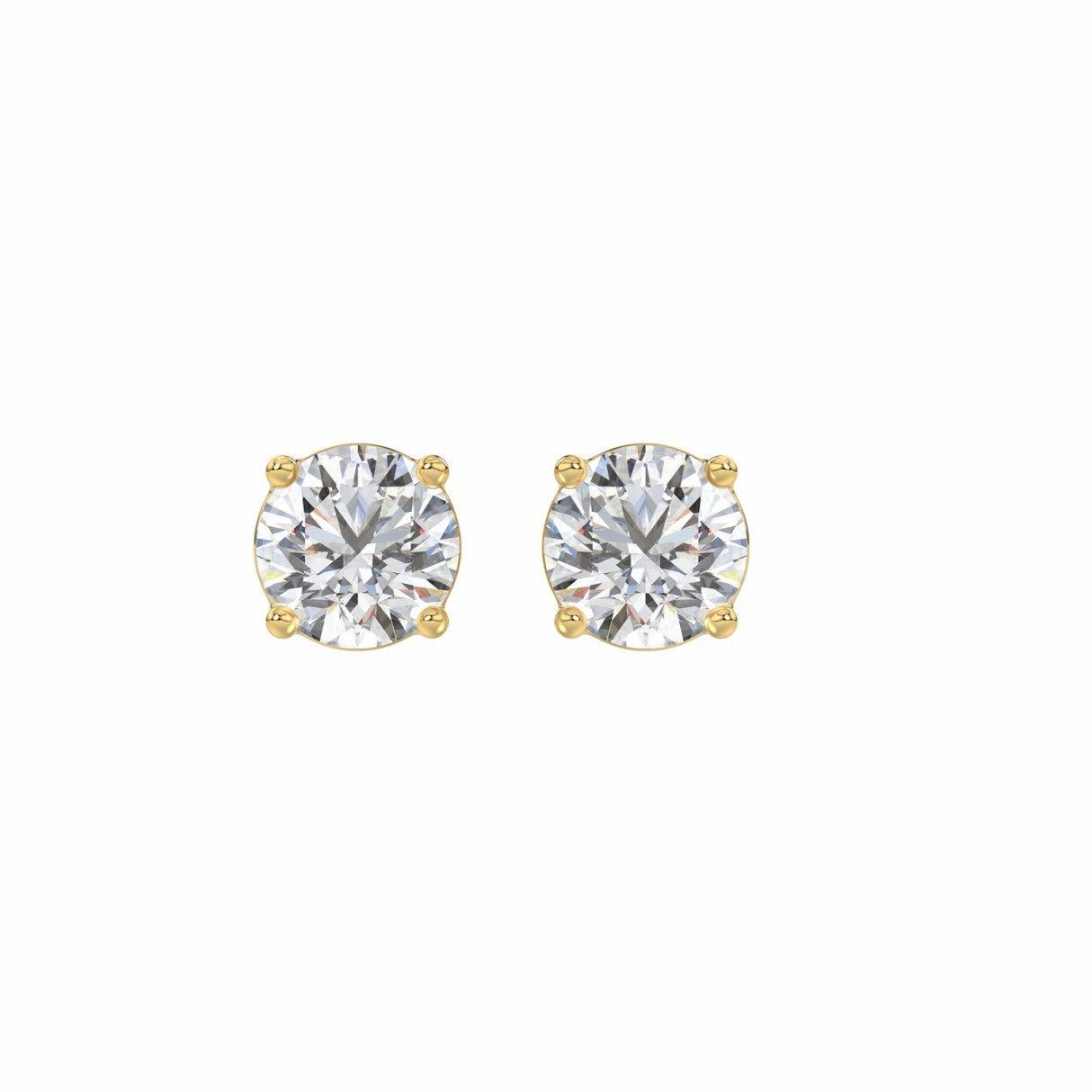 Lively Detail Glamour Appeal LADIES SOLITAIRE EARRINGS 2CT ROUND DIAMOND 14K YELLOW GOLD