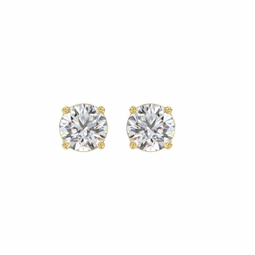 Lively Detail Glamour Appeal LADIES SOLITAIRE EARRINGS 2CT ROUND DIAMOND 14K YELLOW GOLD