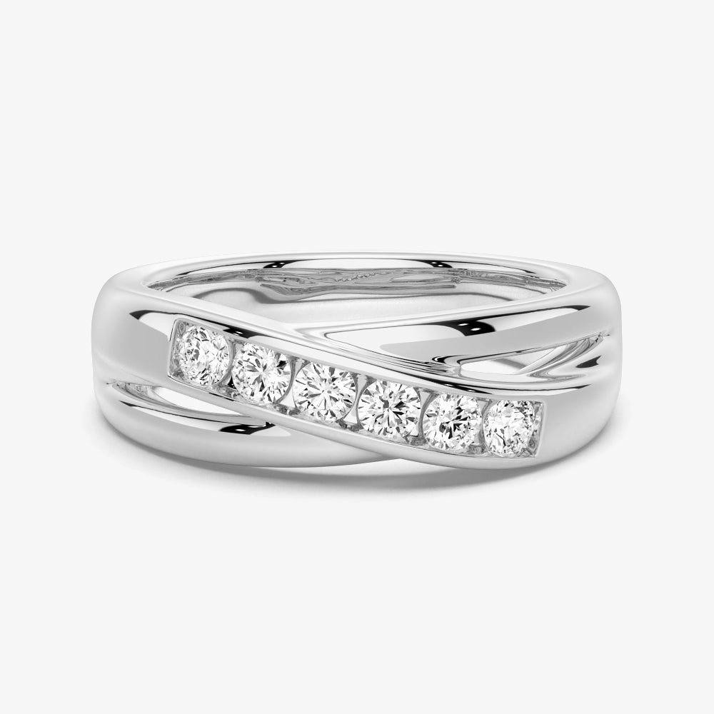 Sparkling Decoration Economical Accessory 5mm Crossover Channel Set Moissanite Men's Wedding Band
