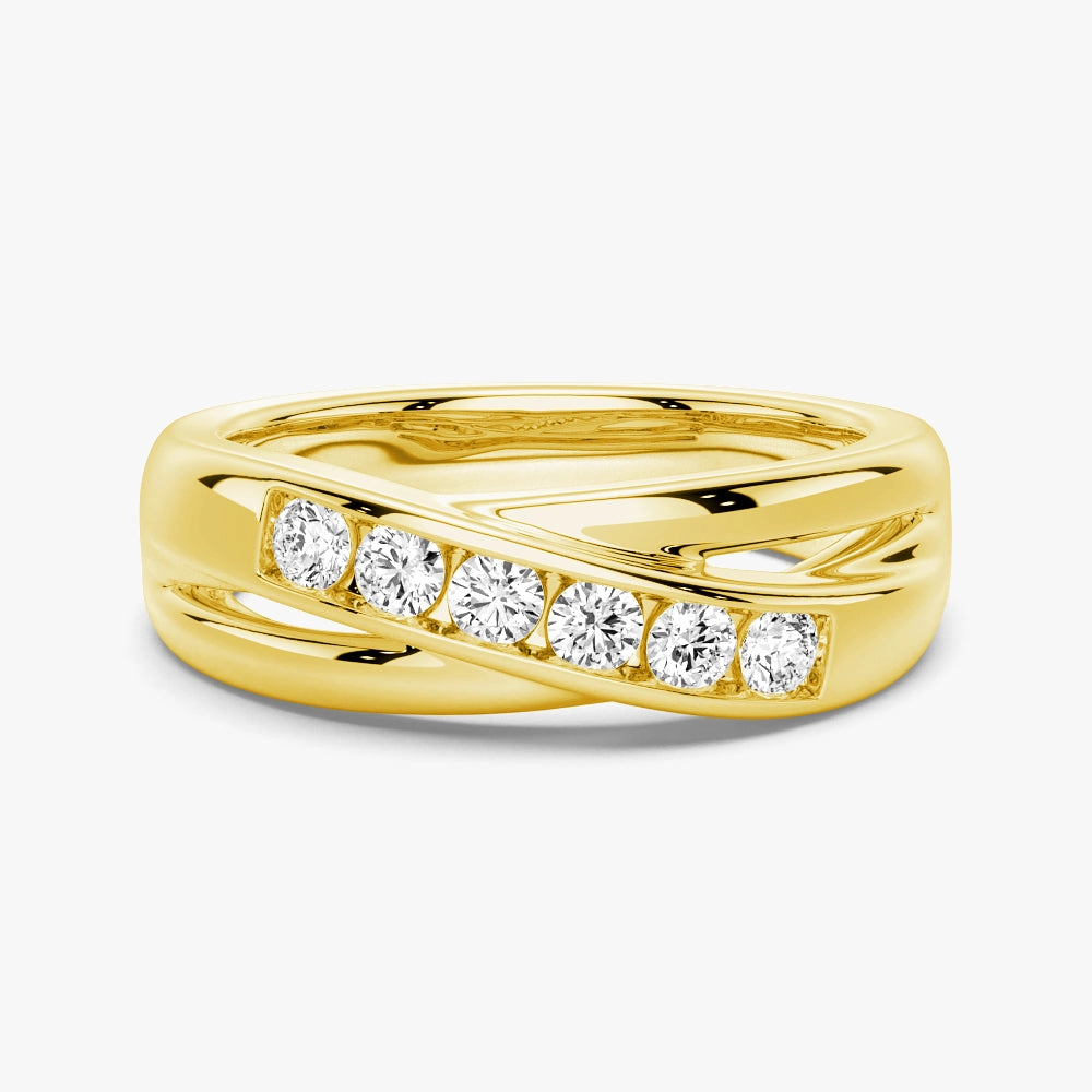 5mm Crossover Channel Set Moissanite Men's Wedding Band Signature Vibe Modern Bauble
