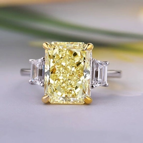 Louily Yellow Sapphire Three Stone Radiant Cut Engagement Ring In Sterling Silver Seasonal Trend