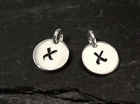 Letter X Charm, Sterling Silver Bright Accent