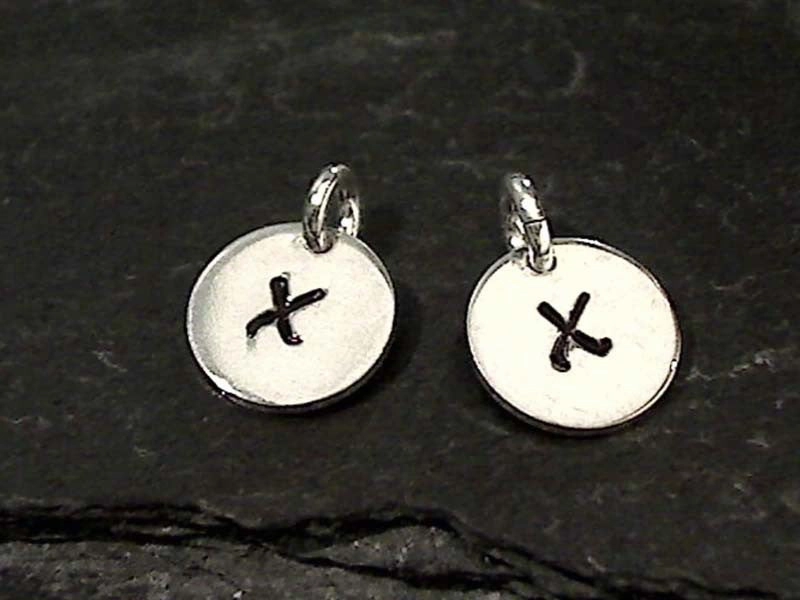 Letter X Charm, Sterling Silver Bright Accent