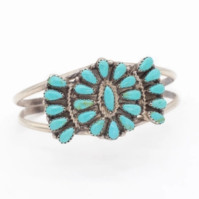 Navajo Handmade Sterling Silver Turquoise Cuff Bracelet (Hallmark Unknown) Casual Gift