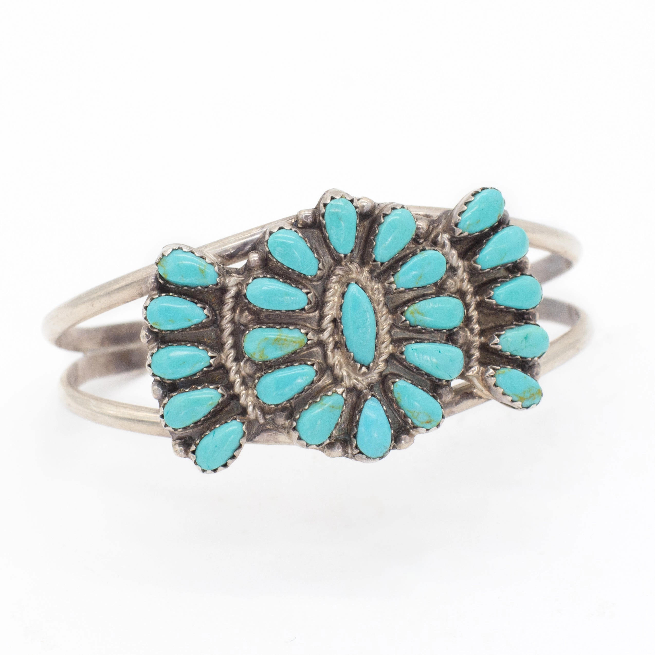 Navajo Handmade Sterling Silver Turquoise Cuff Bracelet (Hallmark Unknown) Casual Gift