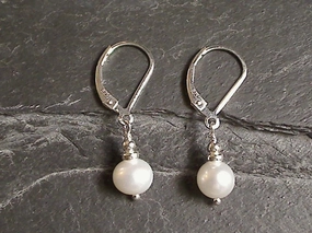 Pearl, Sterling Silver Earrings Radiant Sparkle Starry Night