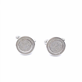 Sterling Silver Circle Shiny Border and Interior Circle Cufflinks Timeless Glow