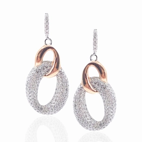Sleek Mood Pretty Accent Rose Gold Plated Sterling Silver Oval Link Earrings