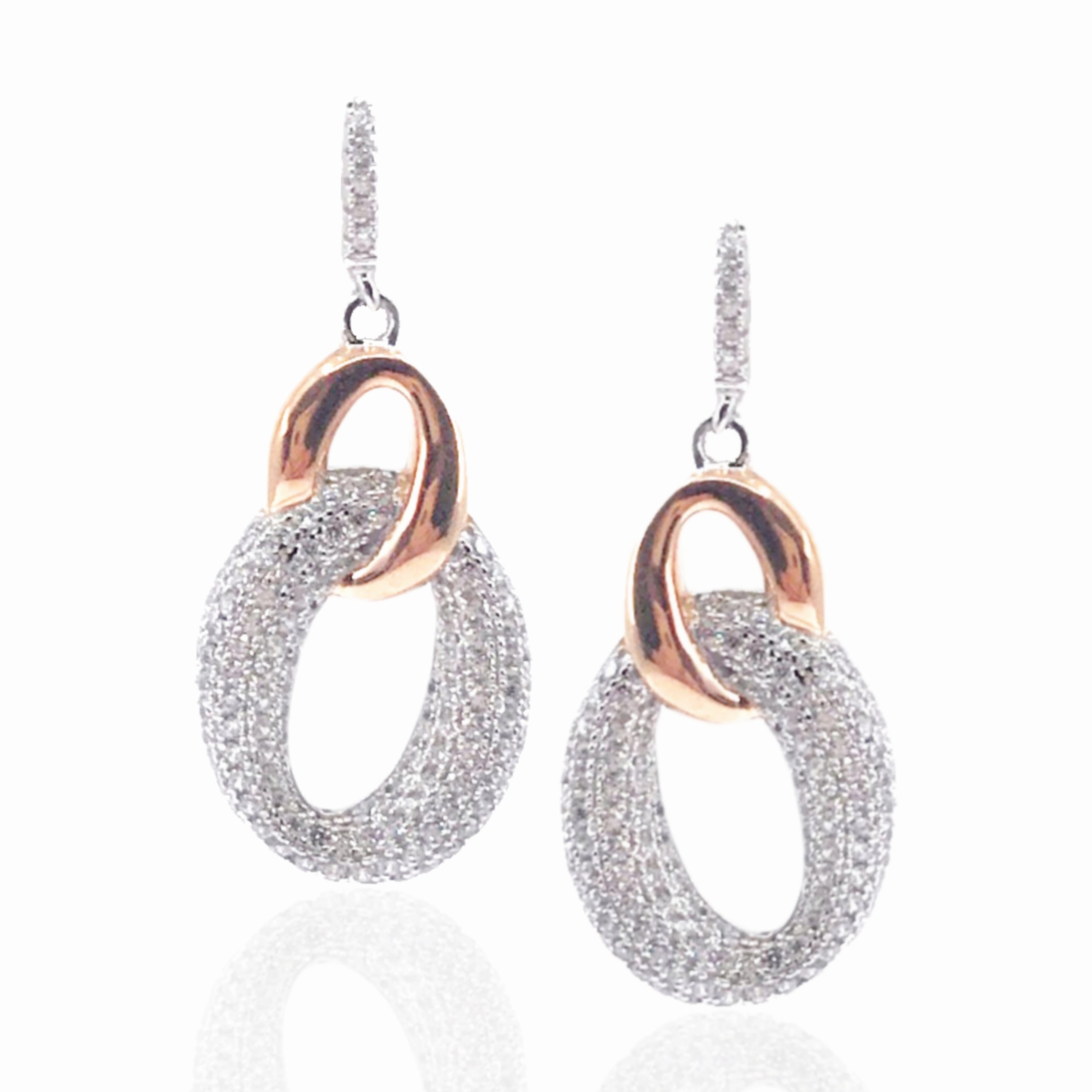 Sleek Mood Pretty Accent Rose Gold Plated Sterling Silver Oval Link Earrings