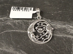 Sterling Silver Sun, Moon, Stars Pendant Ocean Look Timeless Appeal
