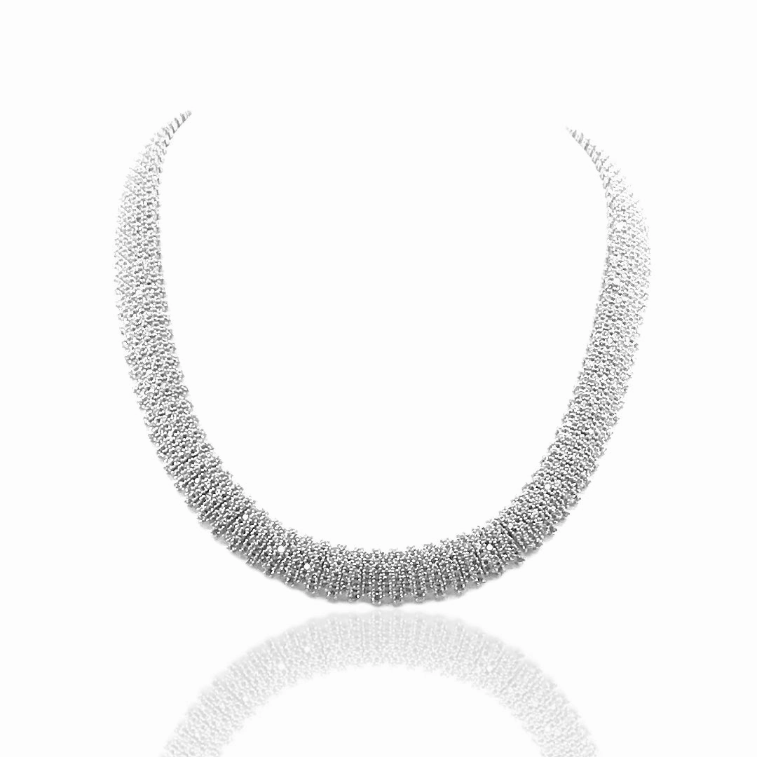 Rhodium Plated Sterling Silver Micropave CZ Necklace Finest Style Simple Luxe