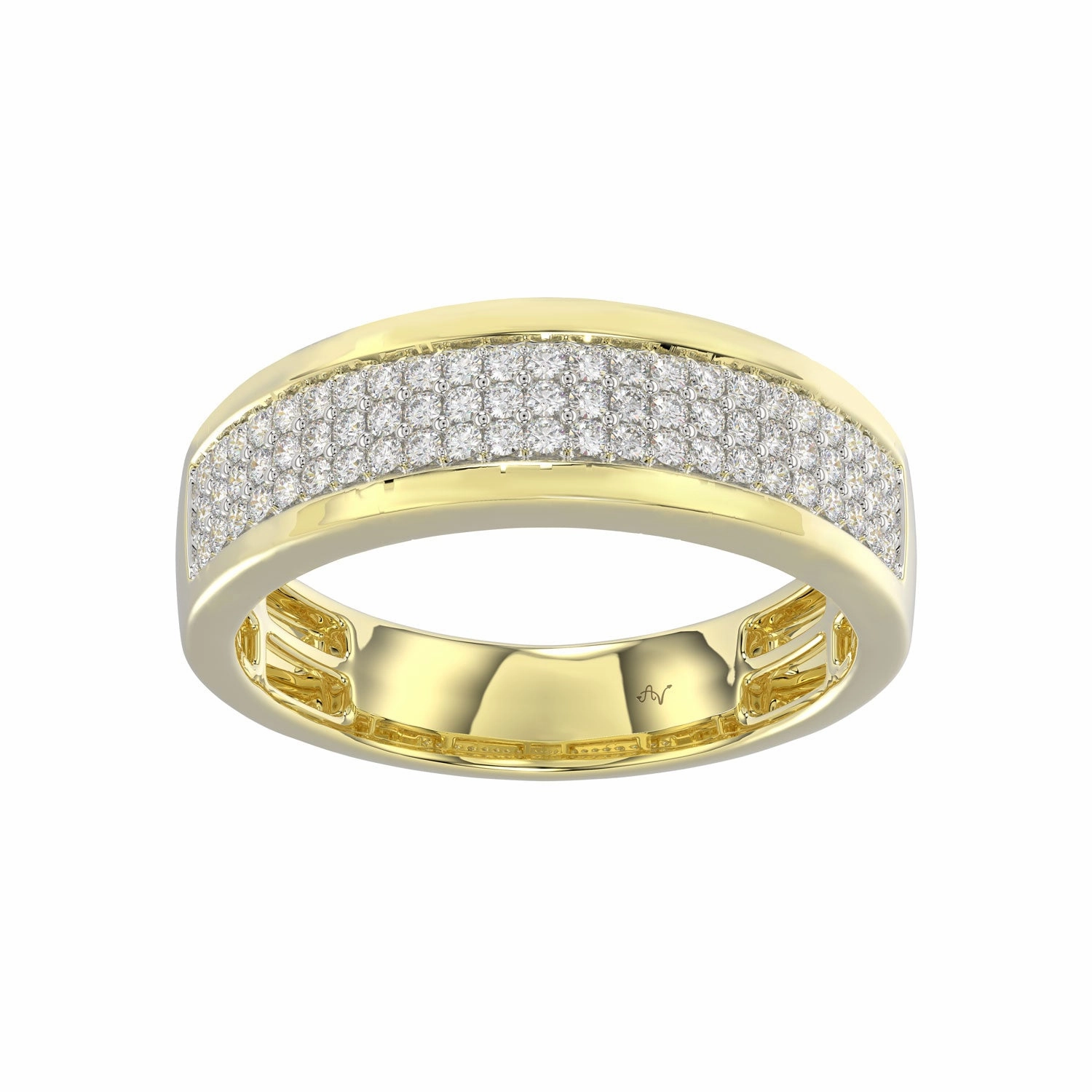 MEN&apos;S BAND 0.40CT ROUND DIAMOND 10K YELLOW GOLD Chic Accessory