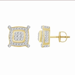 LADIES EARRINGS 0.25CT ROUND DIAMOND 10K YELLOW GOLD Fresh Look Pure Form
