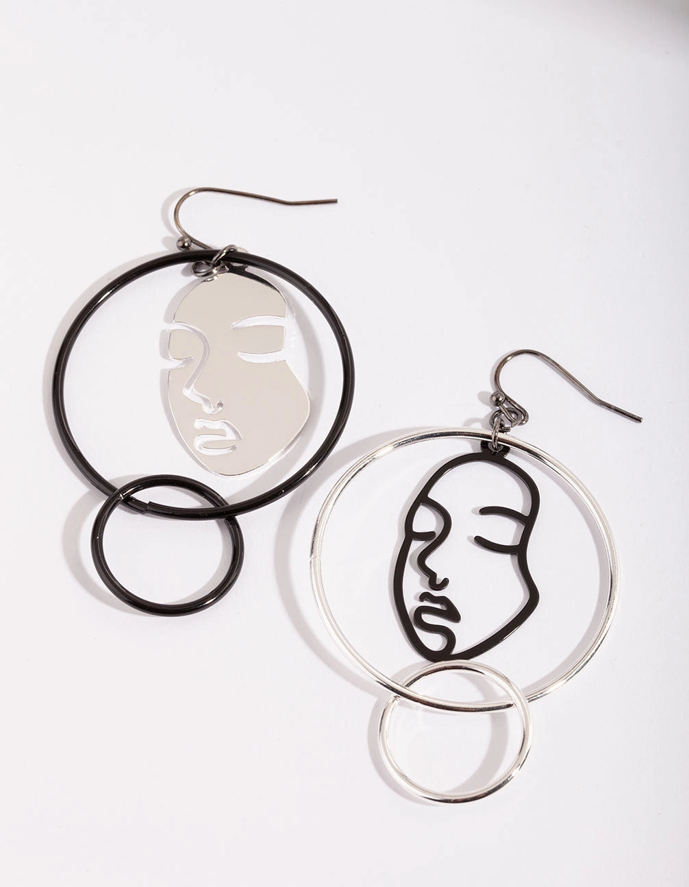Mixed Metal Face Earrings Custom Jewelry