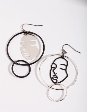 Mixed Metal Face Earrings Custom Jewelry