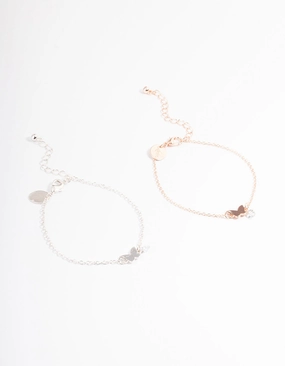 Mixed Metal Cubic Zirconia Butterfly Bracelet Pack Custom Craftwork