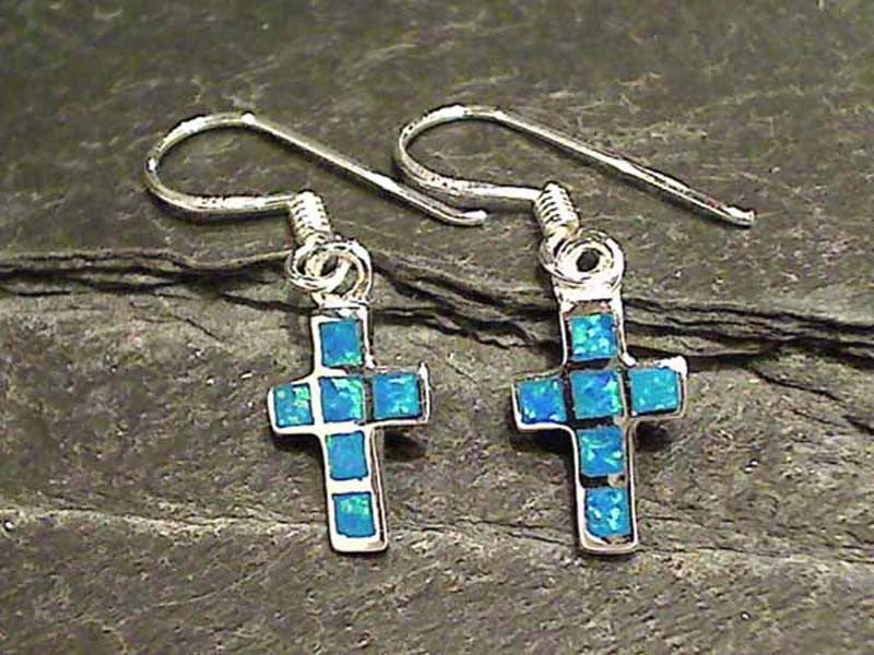 Created Opal, Sterling Silver Earrings Fashion Look Luminous Glow