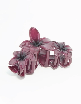 Purple Frangipani Trio Hair Claw Clip Polished Shine Effortless Glam