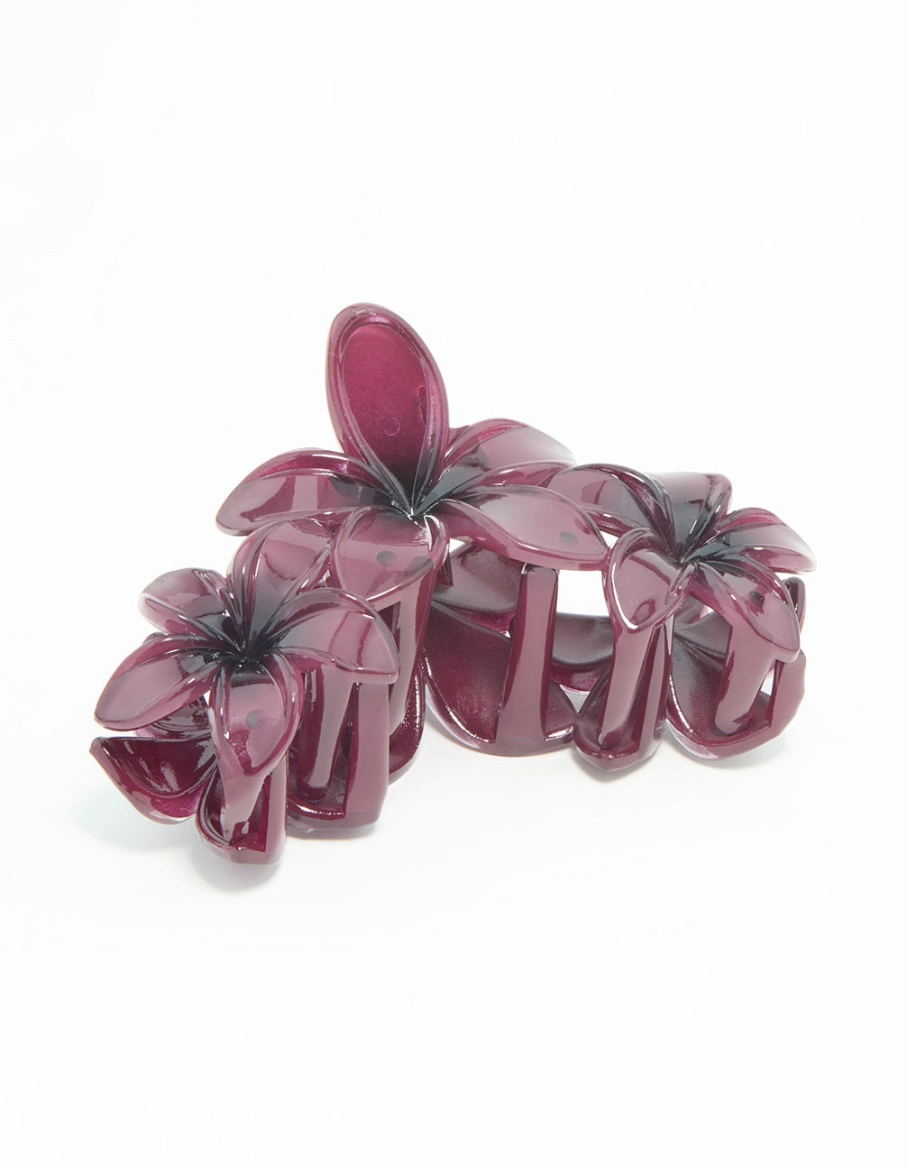 Purple Frangipani Trio Hair Claw Clip Polished Shine Effortless Glam