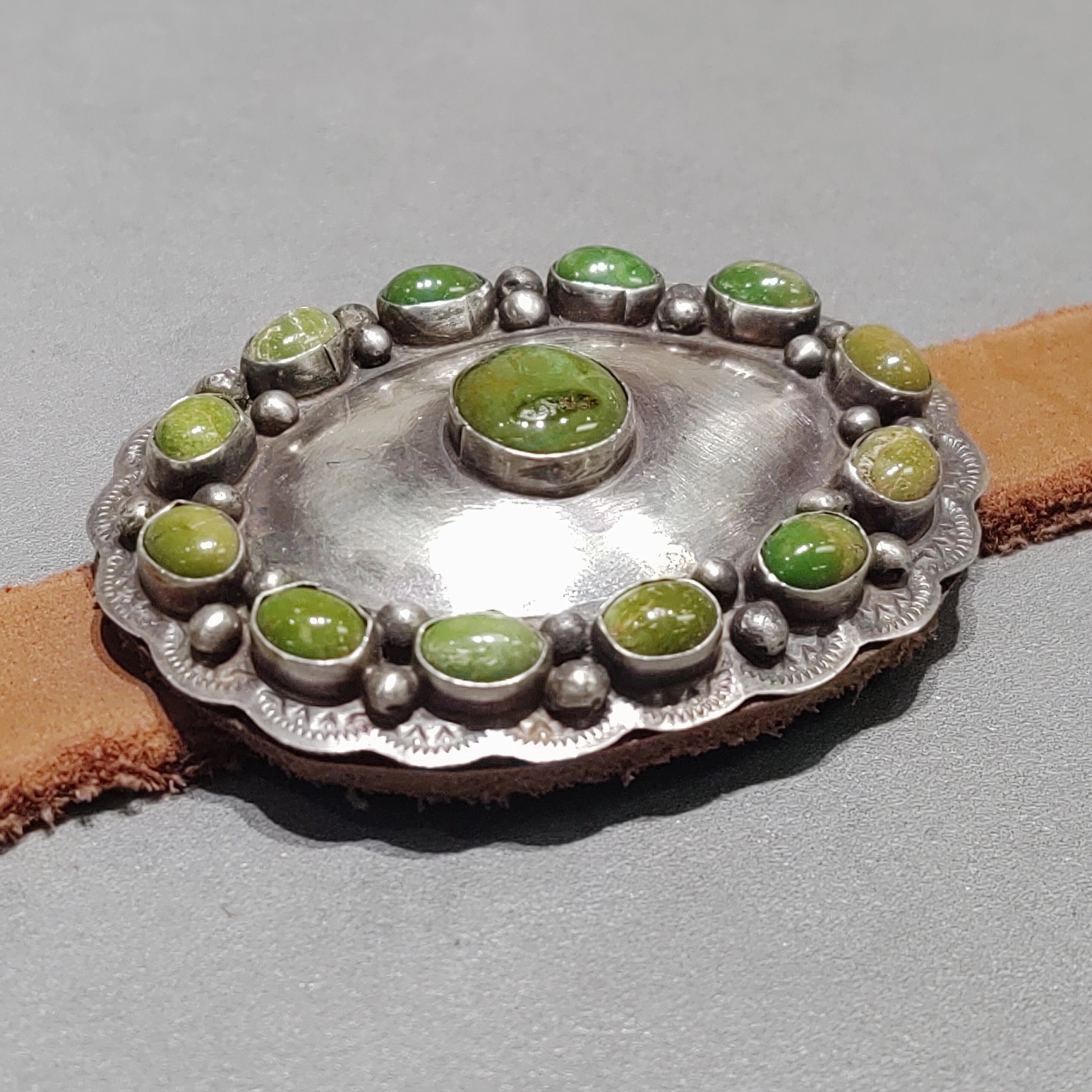 Daniel Martinez Navajo Green Turquoise Sterling Silver Concho Belt - Handmade Native American Bridal Ready