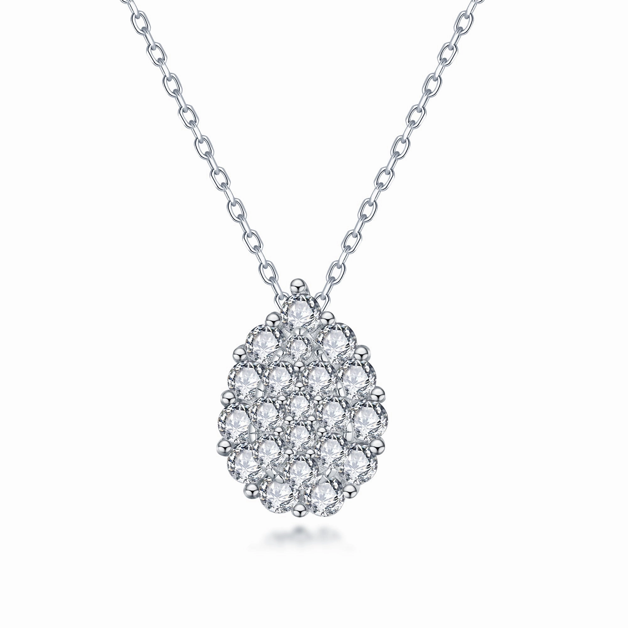 Sterling Silver Pear Shaped Micropave Solitaire Necklace Dreamy Mood