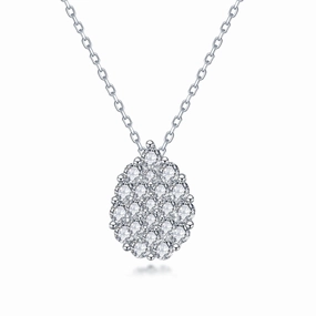 Sterling Silver Pear Shaped Micropave Solitaire Necklace Dreamy Mood