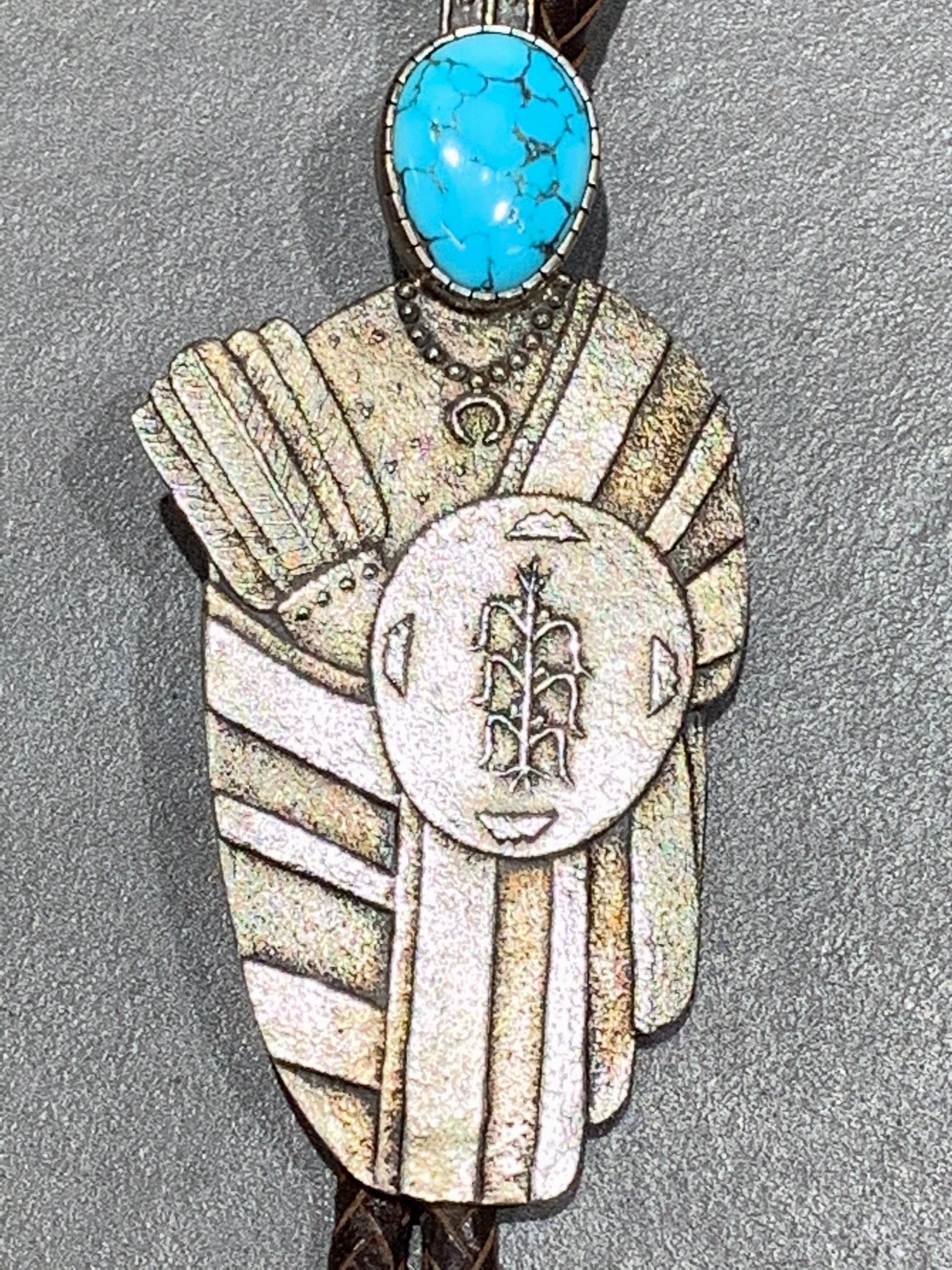 Darryl Dean Begay Navajo Natural Turquoise Sterling Silver Bolo Finest Highlight