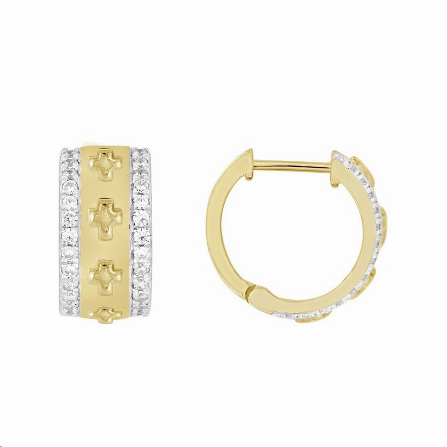 LADIES HOOPS EARRINGS 0.50CT ROUND DIAMOND 10K YELLOW GOLD Elegant Choice Eye-Catching Craft