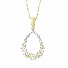 Radiant Surface Romantic Fashion LADIES PENDANT WITH CHAIN 0.50CT ROUND DIAMOND 10K YELLOW GOLD
