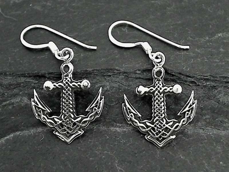 Quiet Look Sterling Silver Anchor Earrings