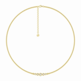 Lab Grown Diamond Five Stone Beaded Necklace Vibrant Jewelry Craftwork Highlight Edge