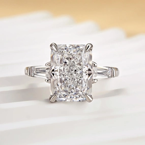 Celebration Jewelry Graceful Appearance Louily Sparkle Radiant Cut Three Stone Engagement Ring