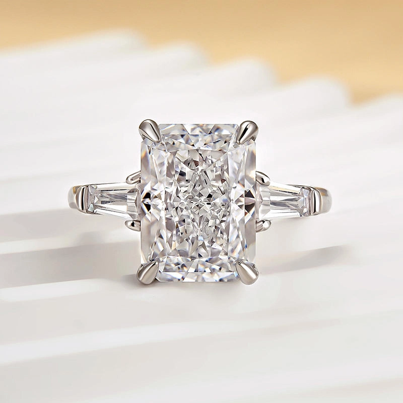 Glamorous Item Custom Insignia Louily Sparkle Radiant Cut Three Stone Engagement Ring