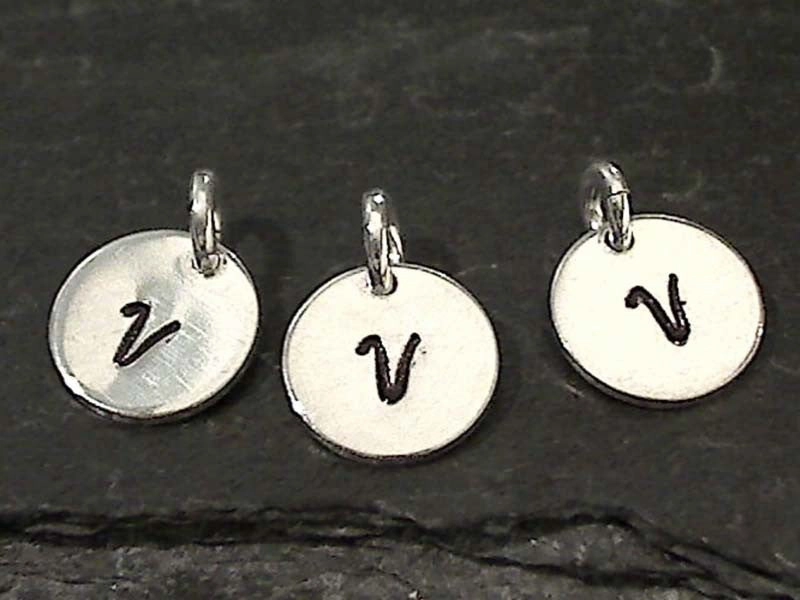 Fashionable pieces Letter V Charm, Sterling Silver