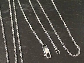 Trendy Sparkle 16" Thin Gauge 1.25mm Rope Chain, Sterling