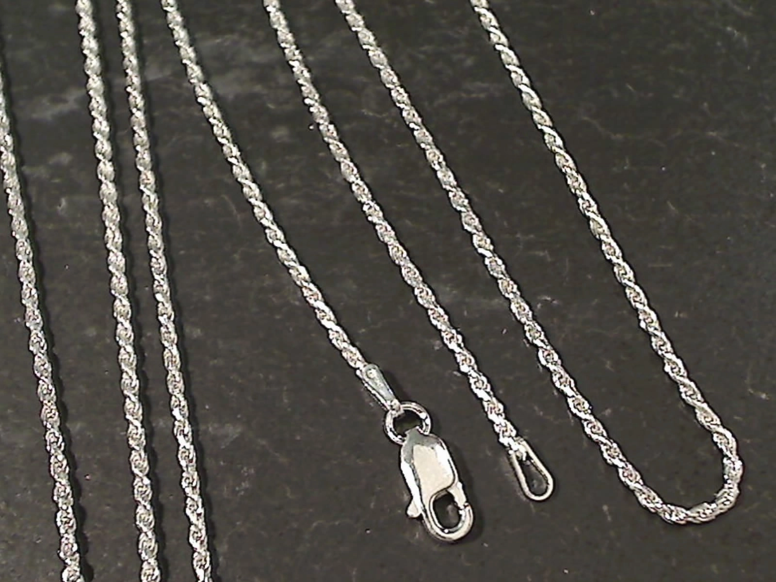 Trendy Sparkle 16" Thin Gauge 1.25mm Rope Chain, Sterling