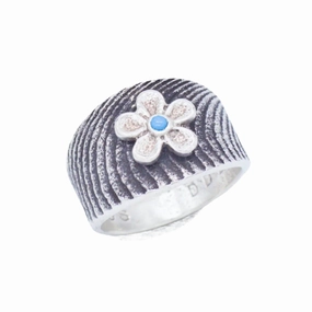 Fashion Gift Opulent Design Darryl Dean Begay Navajo Handmade Sterling Silver Turquoise Ring (Small Flower)