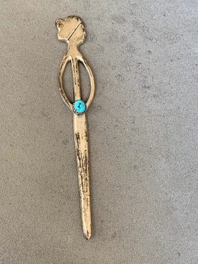 Vintage Native American Lady Sterling Letter Opener Exquisite Stones Trend Setter