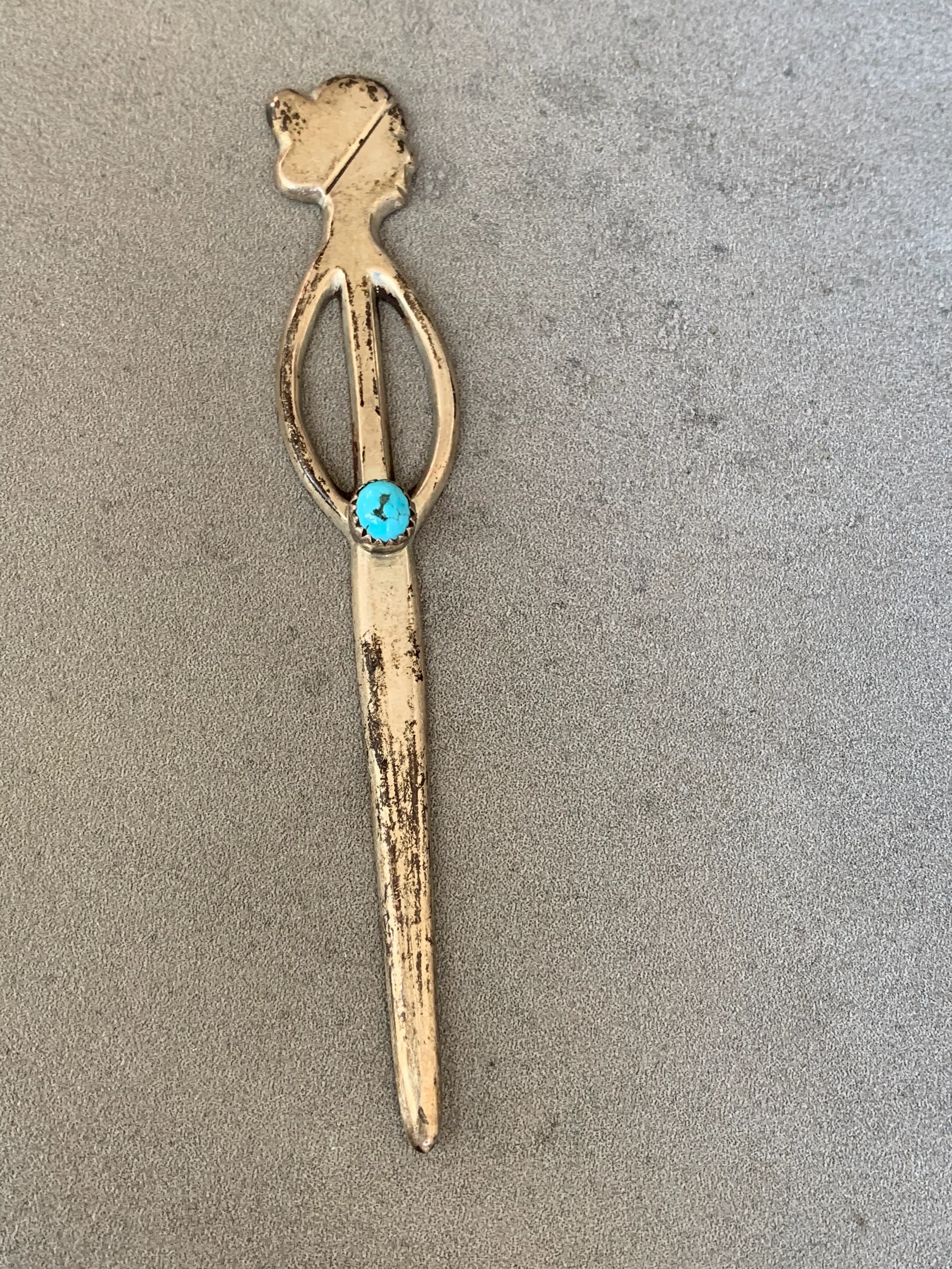 Vintage Native American Lady Sterling Letter Opener Exquisite Stones Trend Setter