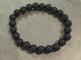 Custom Style Classic Lines Black Obsidian 8MM Stretch Bracelet