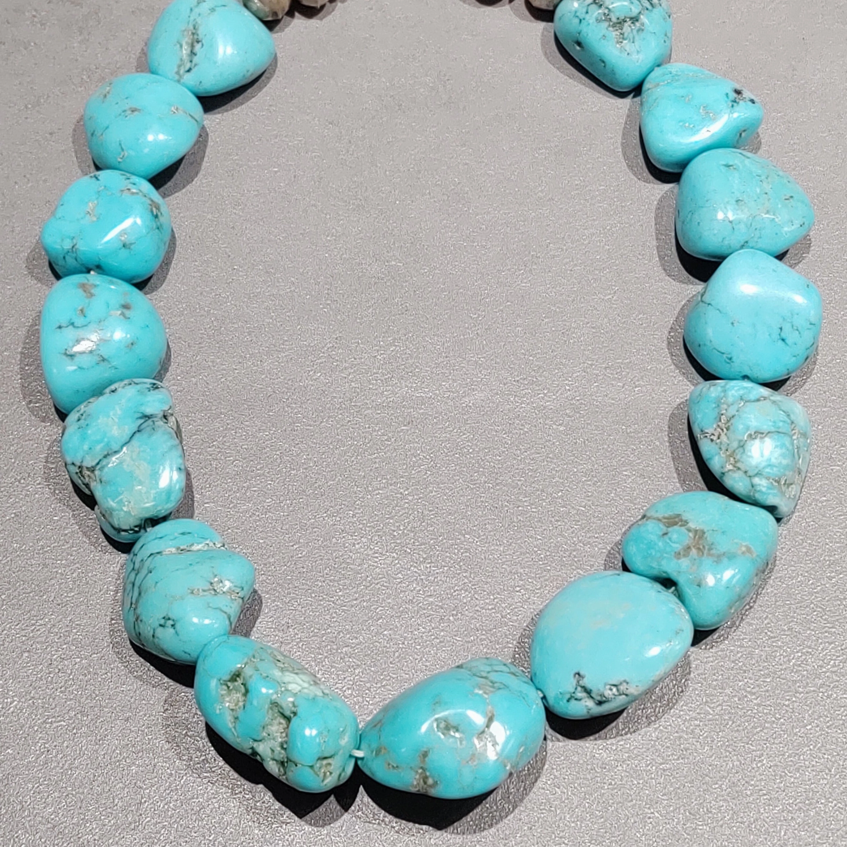 Turquoise Nugget  Sterling Silver Necklace - Handmade Native American Seasonal Gift Minimalist Touch