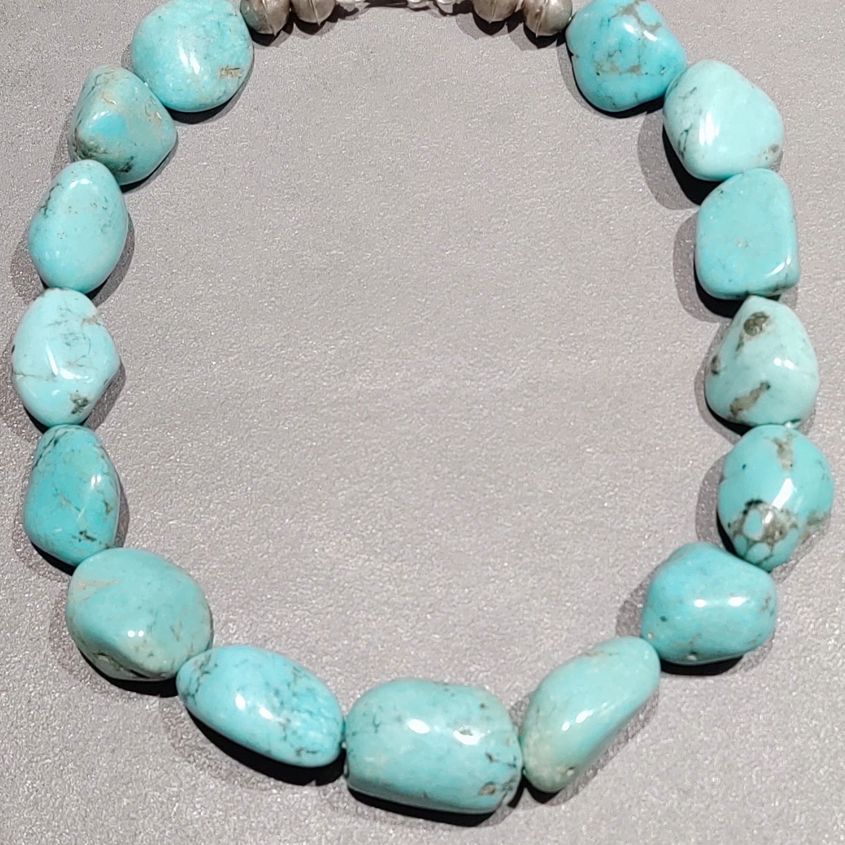 Fashion Style Turquoise Nugget  Sterling Silver Necklace - Handmade Native American